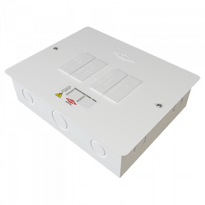 Tablero monofásico de 4 circuitos, pintura electrostática blanca, calibre 20.