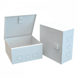 Caja de paso metálica 15x15x10, blanca, calibre 20, certificada RETIE.