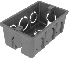 Caja plástica 2x4, gris, apilable.