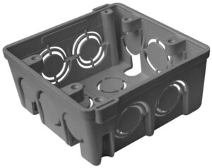 Caja plastica 4x4, gris, apilable.