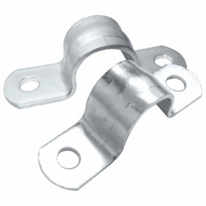 Grapa tubería doble 1/2", galvanizada, calibre 26.