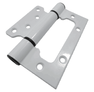 Bisagra omega 4" en aluminio, blanca, sin tornillo.